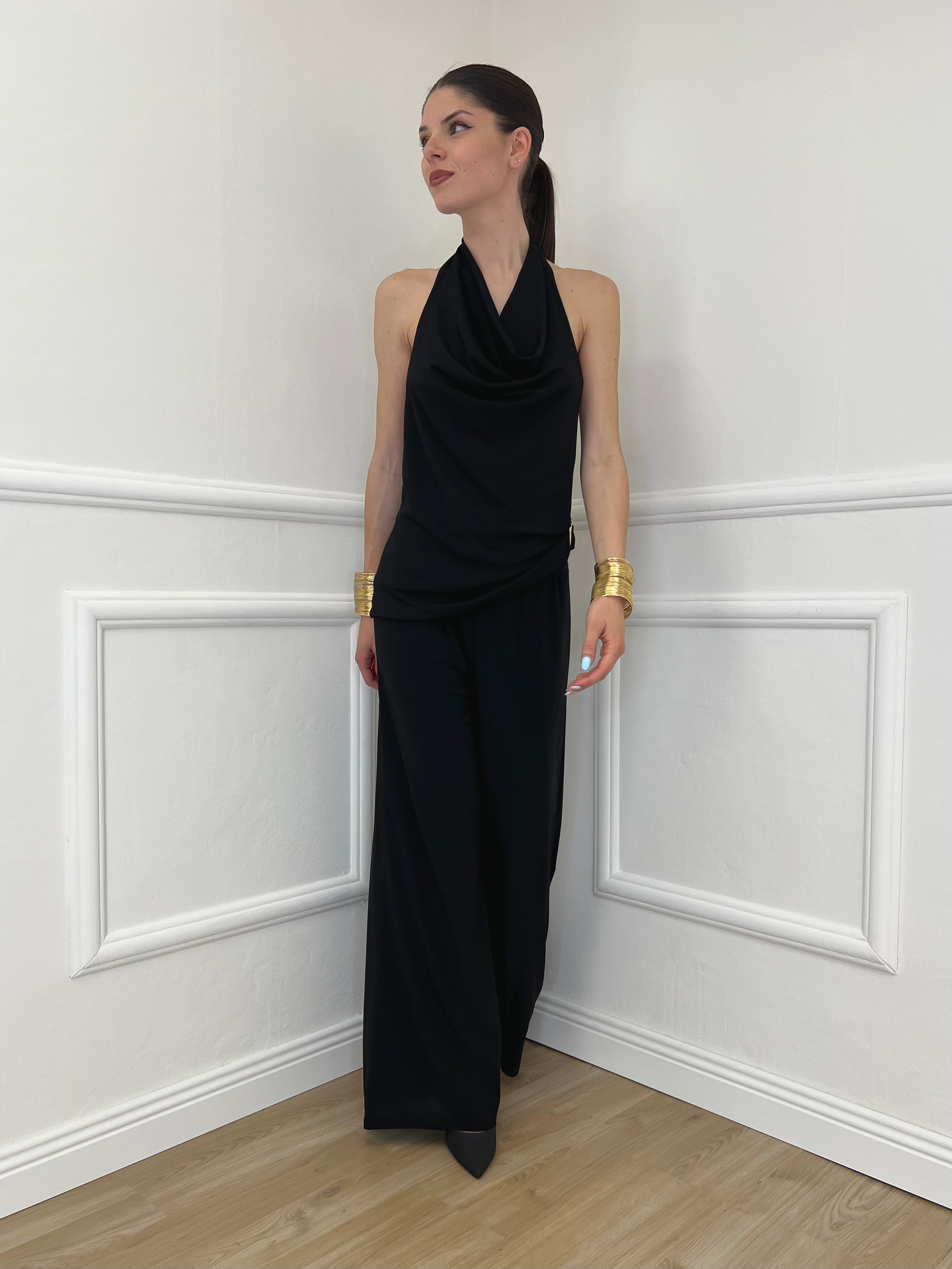 Pantalone Fluido 9078 Nero