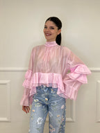 Blusa in Tencel a Balze 6108 Rosa