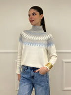 Maglia Norvegese 8240 Panna e Azzurro