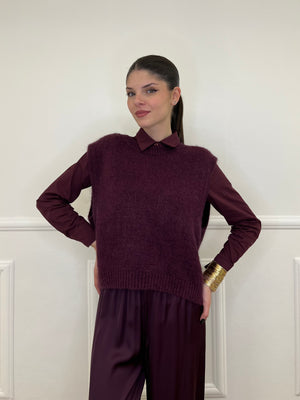 Gilet Kid Mohair 5218 Burgundy