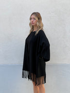 Cardigan Aperto con Frange 5256 Nero