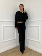 Felpa Crop 83625 Nero