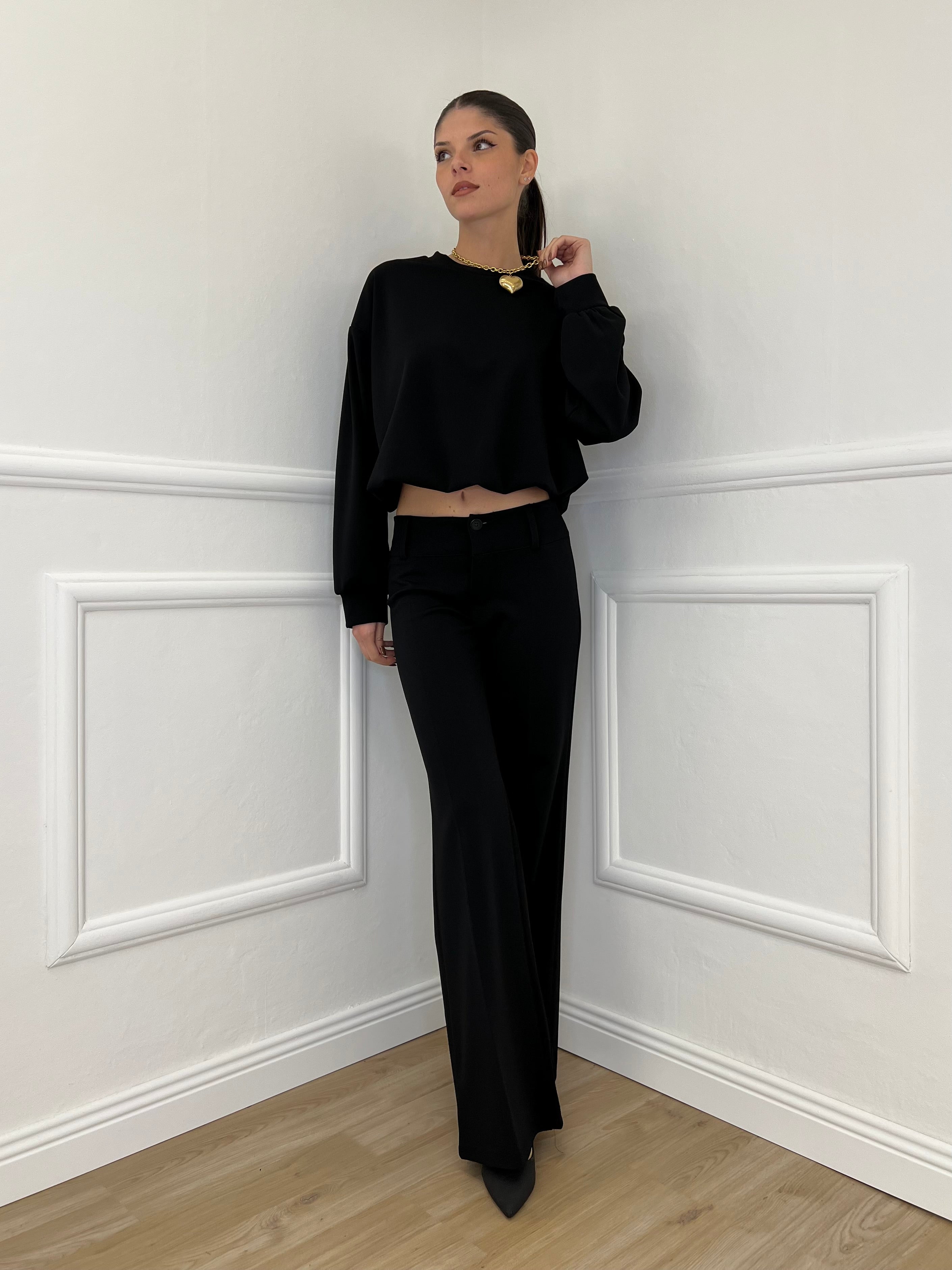 Felpa Crop 83625 Nero