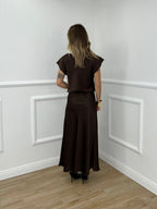 Blusa Satin Scollo Morbido 2548 Marrone