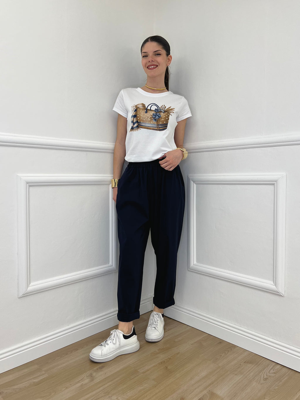 Pantalone Baggy Viscosa 2815 Blu