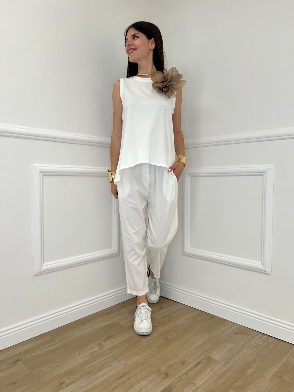 Pantalone Regular Bengalina 9230 Bianco