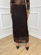 Gonna Tulle Ricami 139-833 Moro