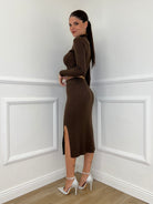 Completo Micro Paillettes DL7218 Marrone - Bazar Abbigliamento