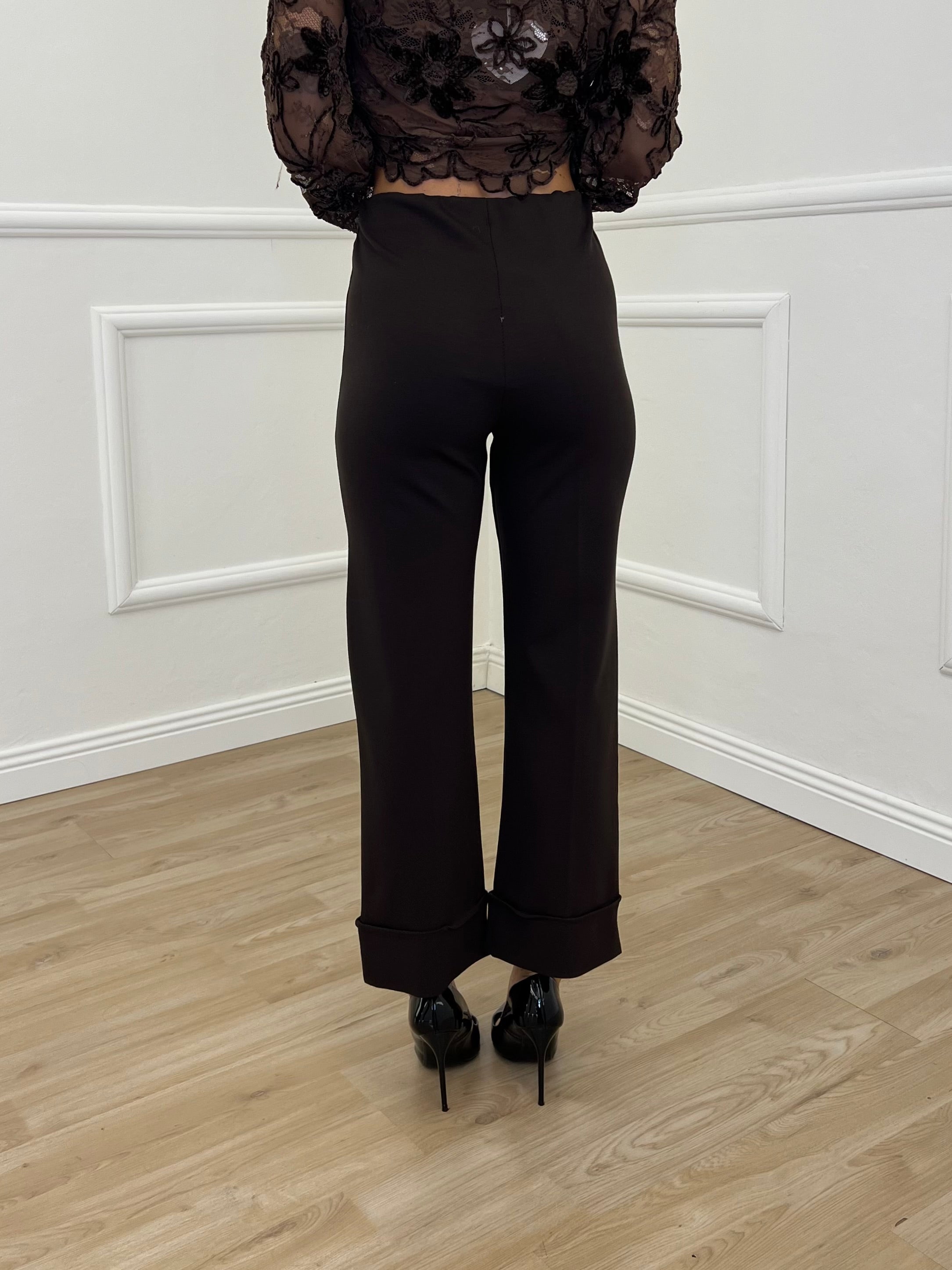 Pantalone No Waist Risvolto 51165 Marrone