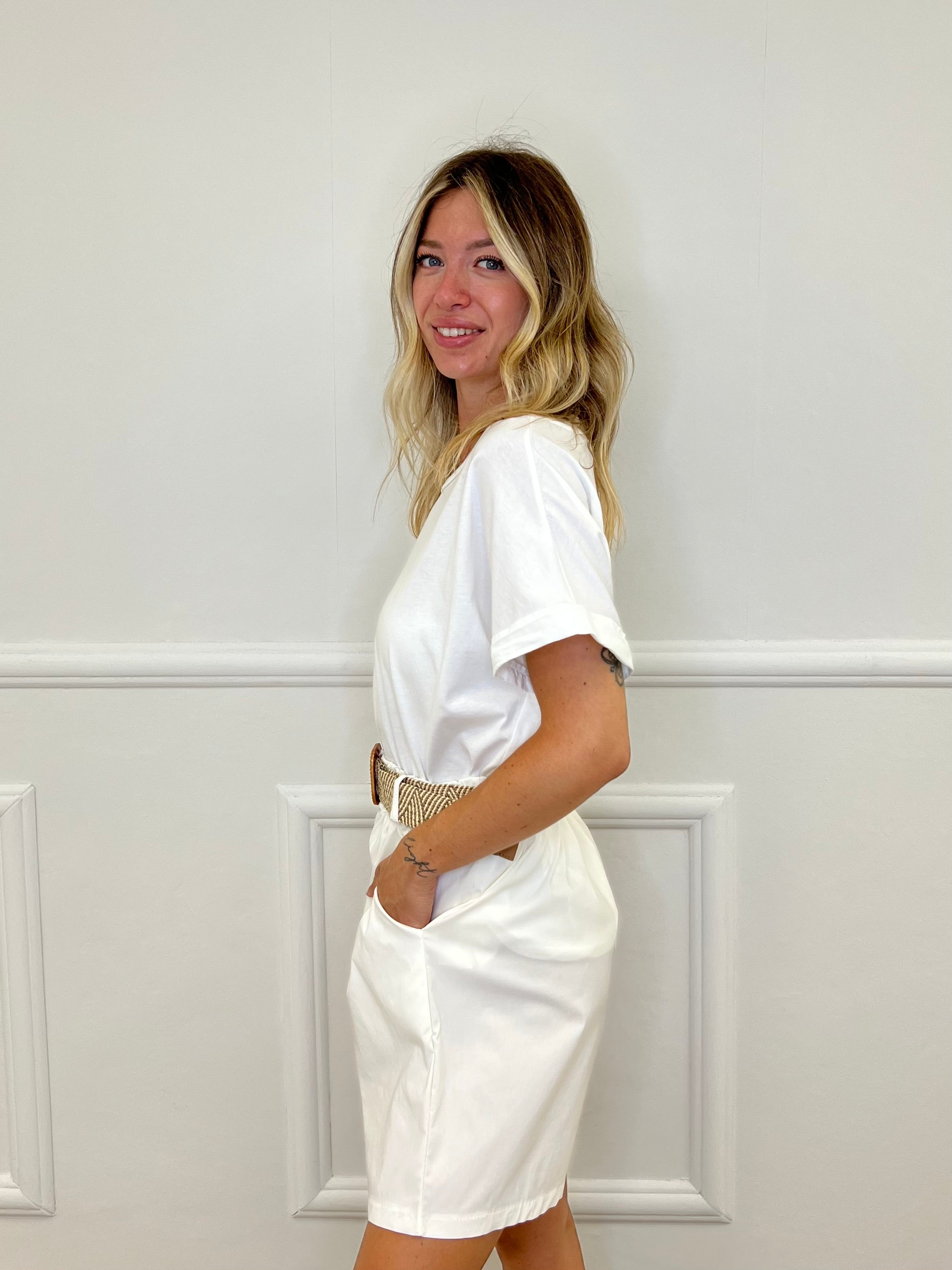 T-shirt Bottoncini 1302 Bianco