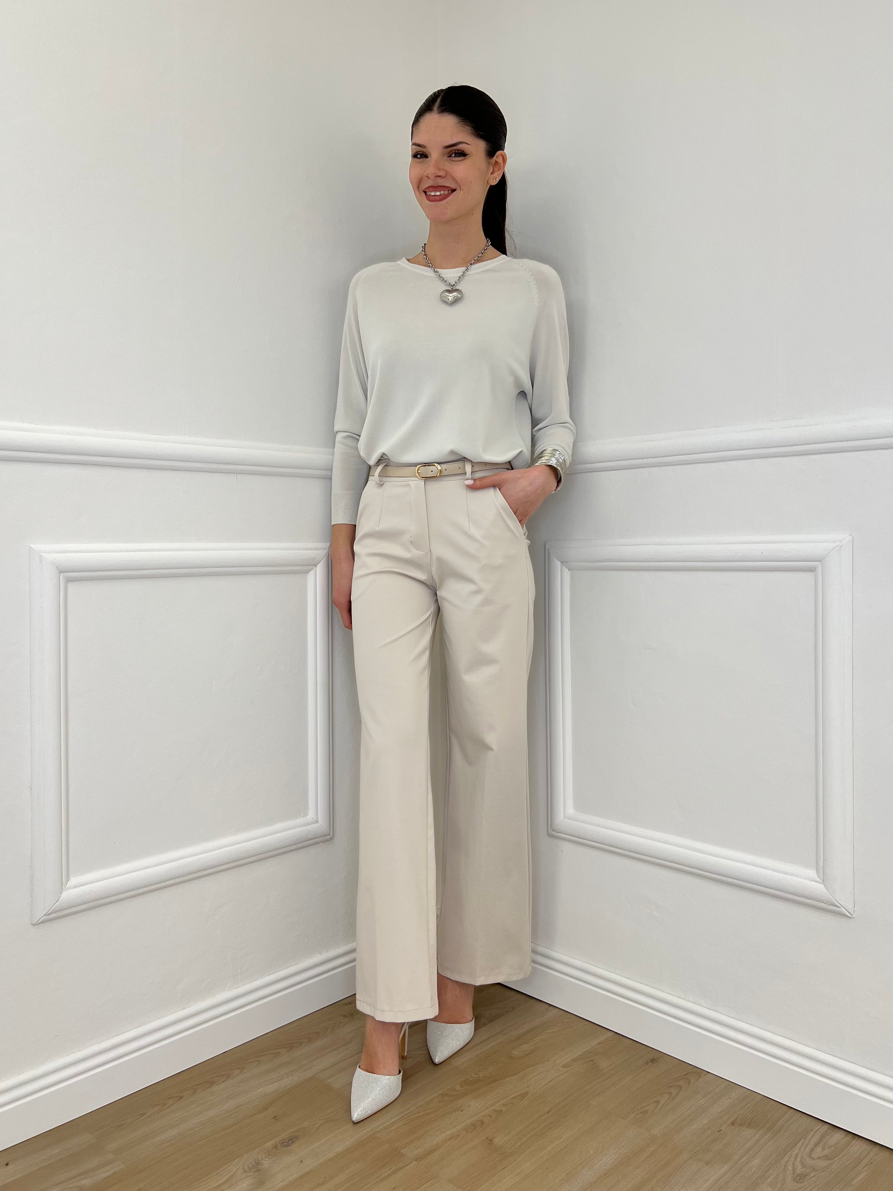 Maglia in Filo di Viscosa J185 Ecru