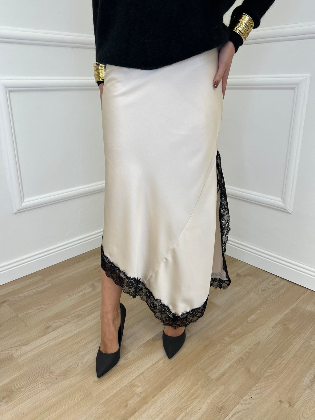 Gonna Asimmetrica Pizzo 2722 Panna