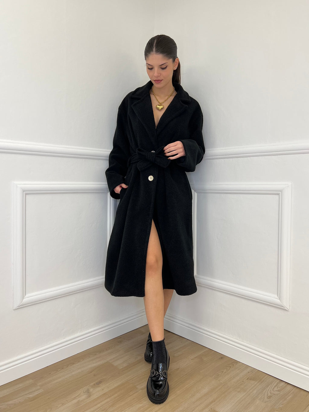 Cappotto Boucle' 81887 Nero