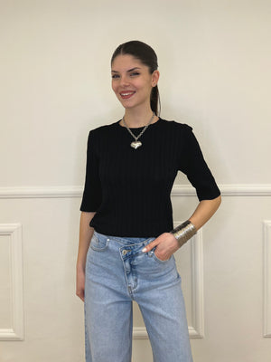 Maglia Trecce Barchetta 6524 Nero