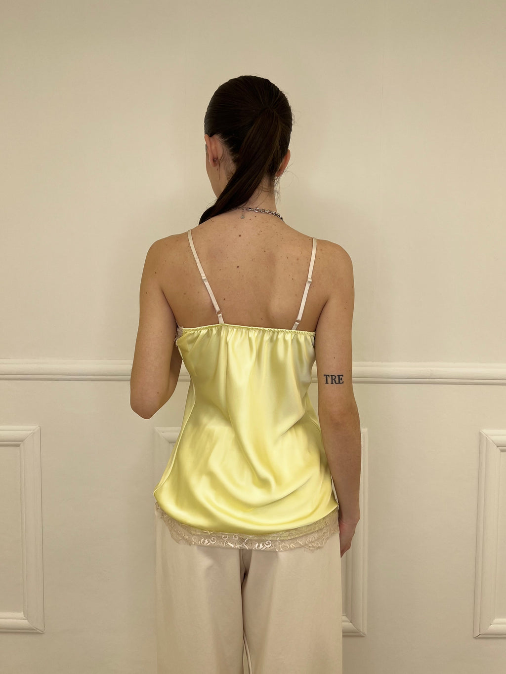 Top In Satin Con Pizzo 18673 Giallo