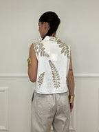 Camicia Smanicata Nodo Lurex 18128 Bianco