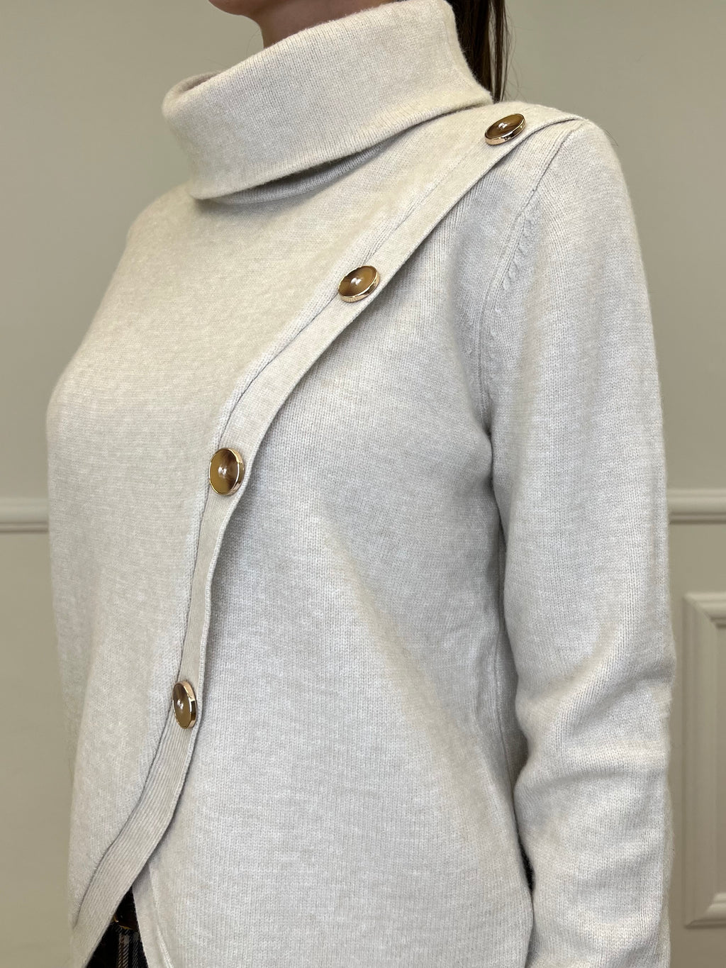 Maglia Sormontata Bottoni 9632 Ecru