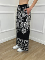 Pantalone Gaucho Paisley Coulisse 801 Nero