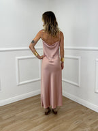 Vestito Satinato Con Scollo Morbido 1502 Rosa