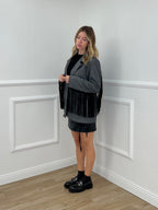 Blazer a Righe con Frange 4705 Grigio
