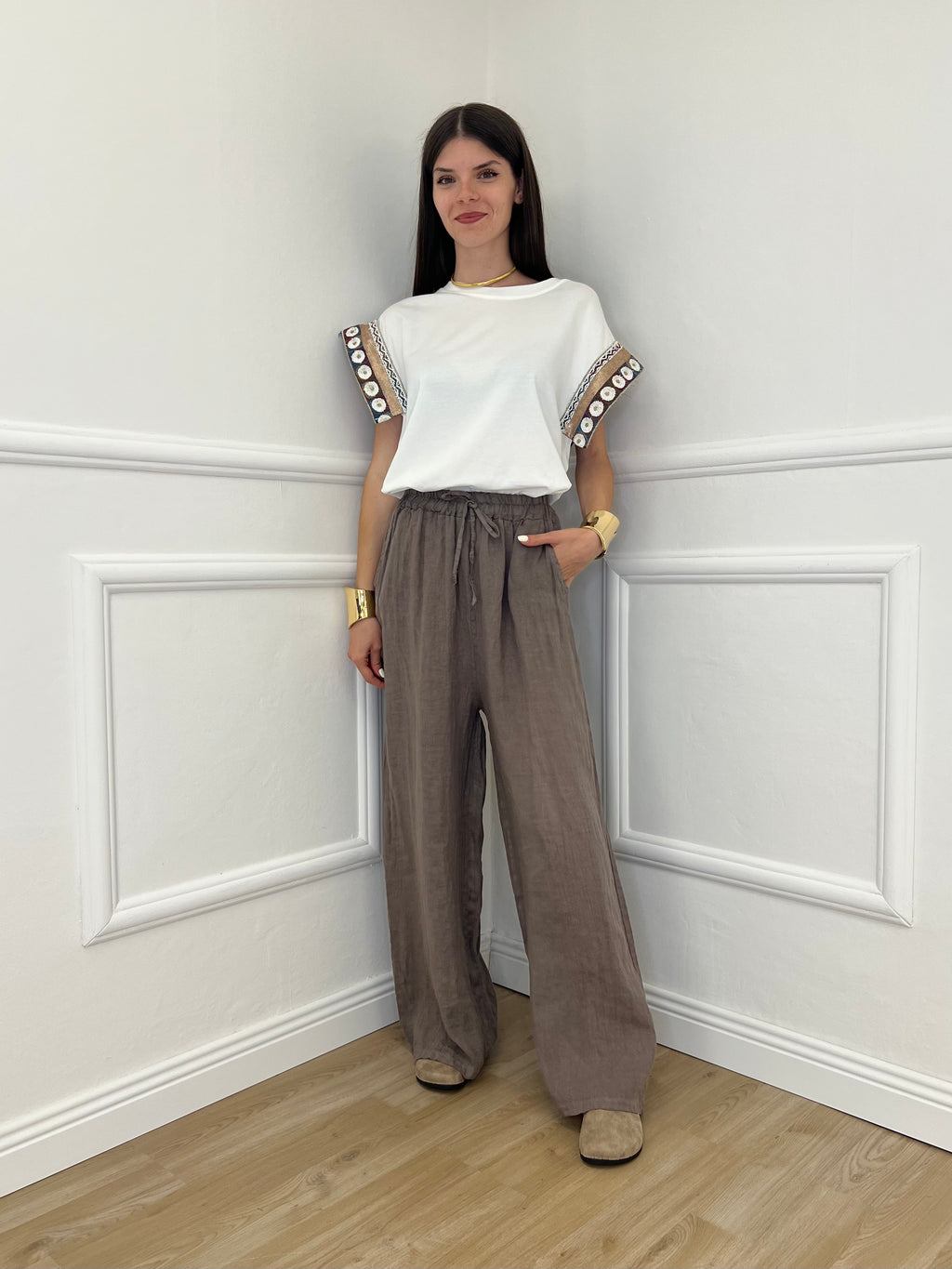 Pantalone Palazzo Lino I586 Fango
