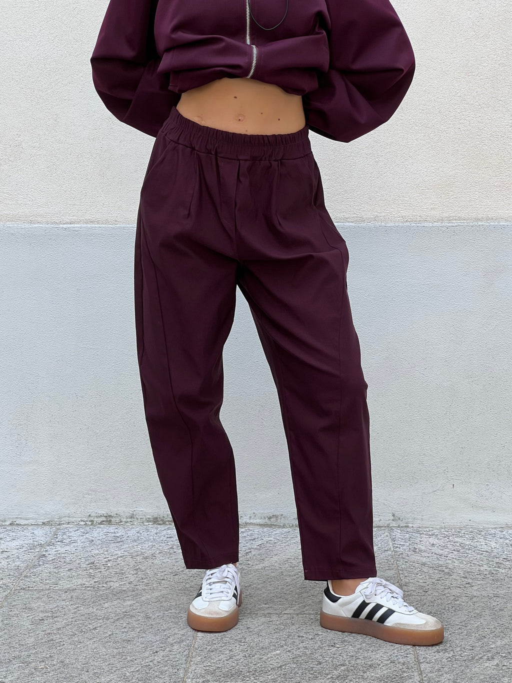Pantalone Carrot Punto Milano 3006 Burgundy