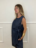 Blusa Gessata Chambray Nodo 6004 Blu