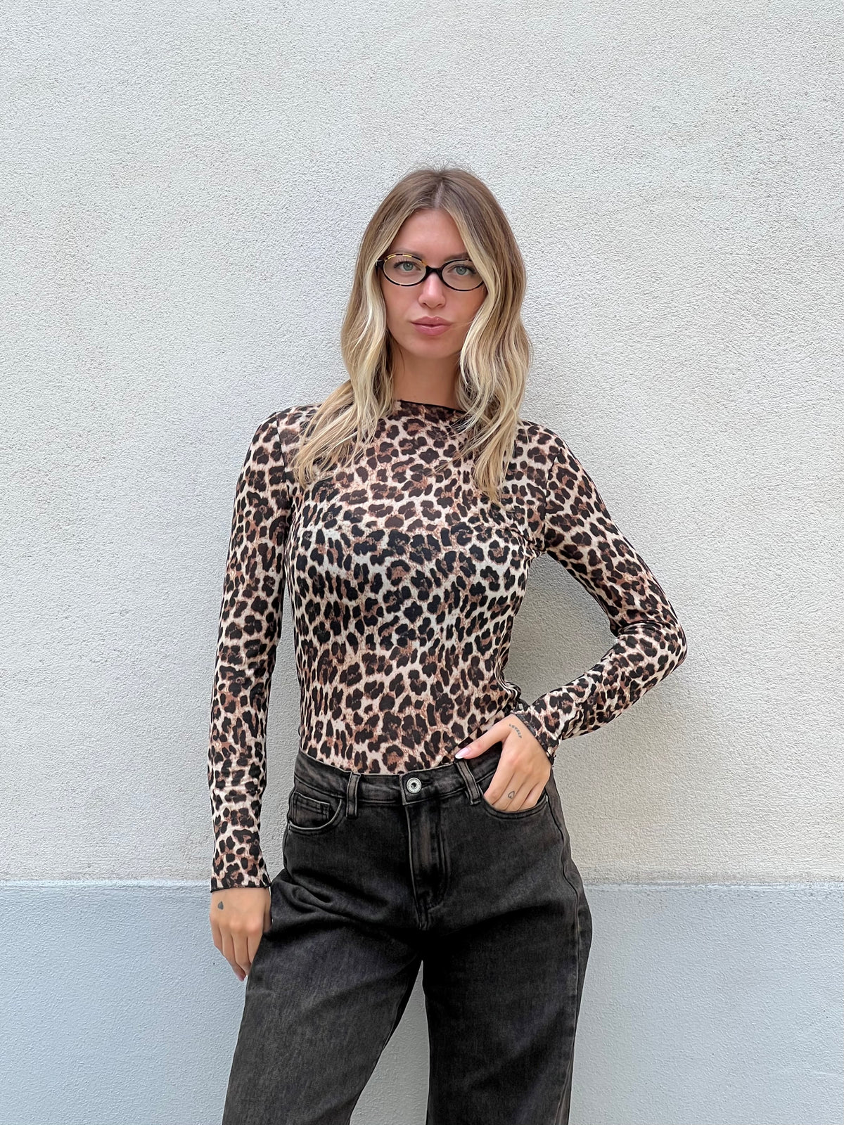 Maglia Ultralight con Cashmere Animalier a Barchetta