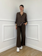 Camicia Over Coreana 3020 Marrone