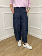 Pantalone Balloon Chambray A8028 Blu