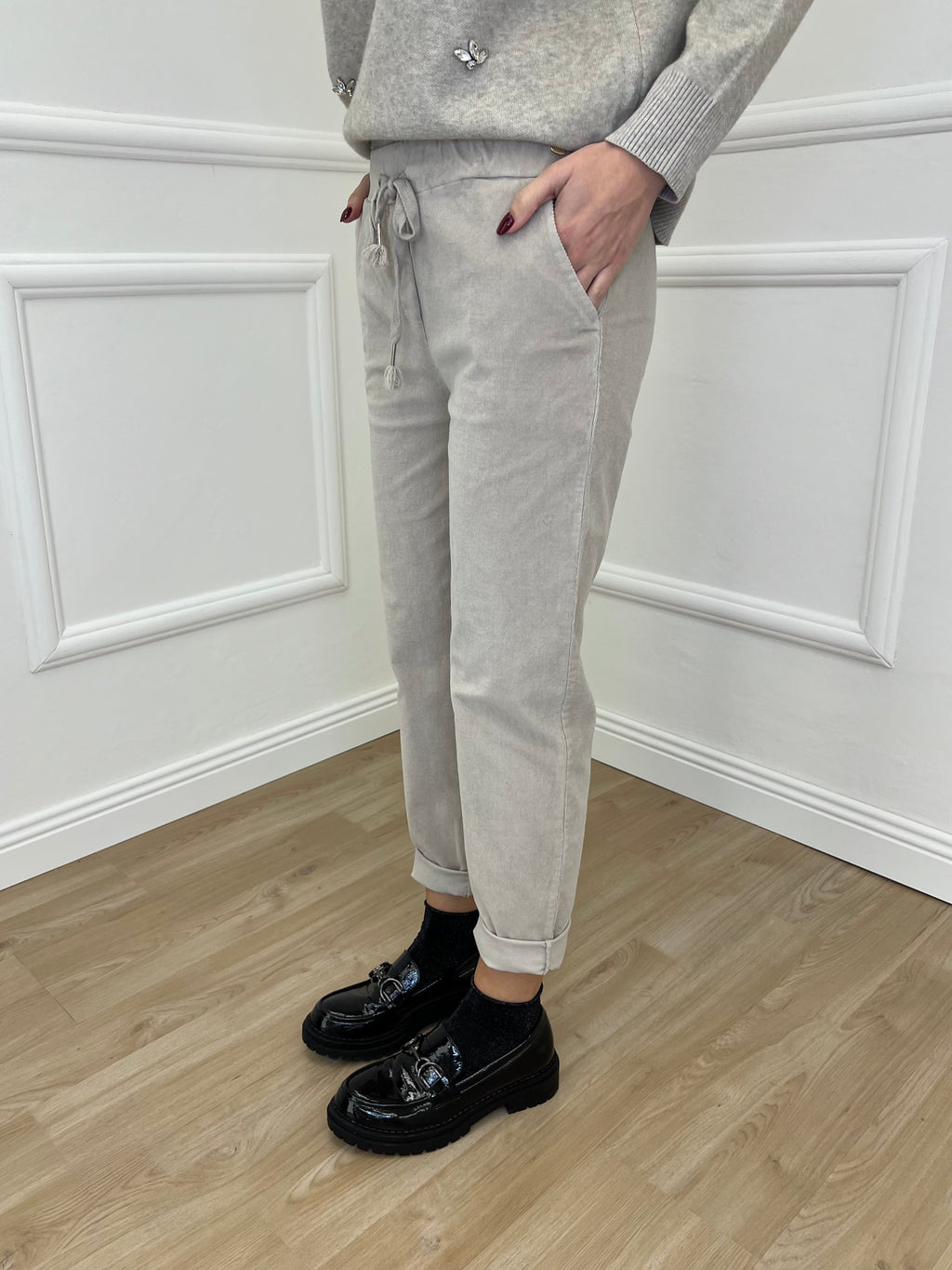 Pantalone Regular Millerighe 20357 Ecru