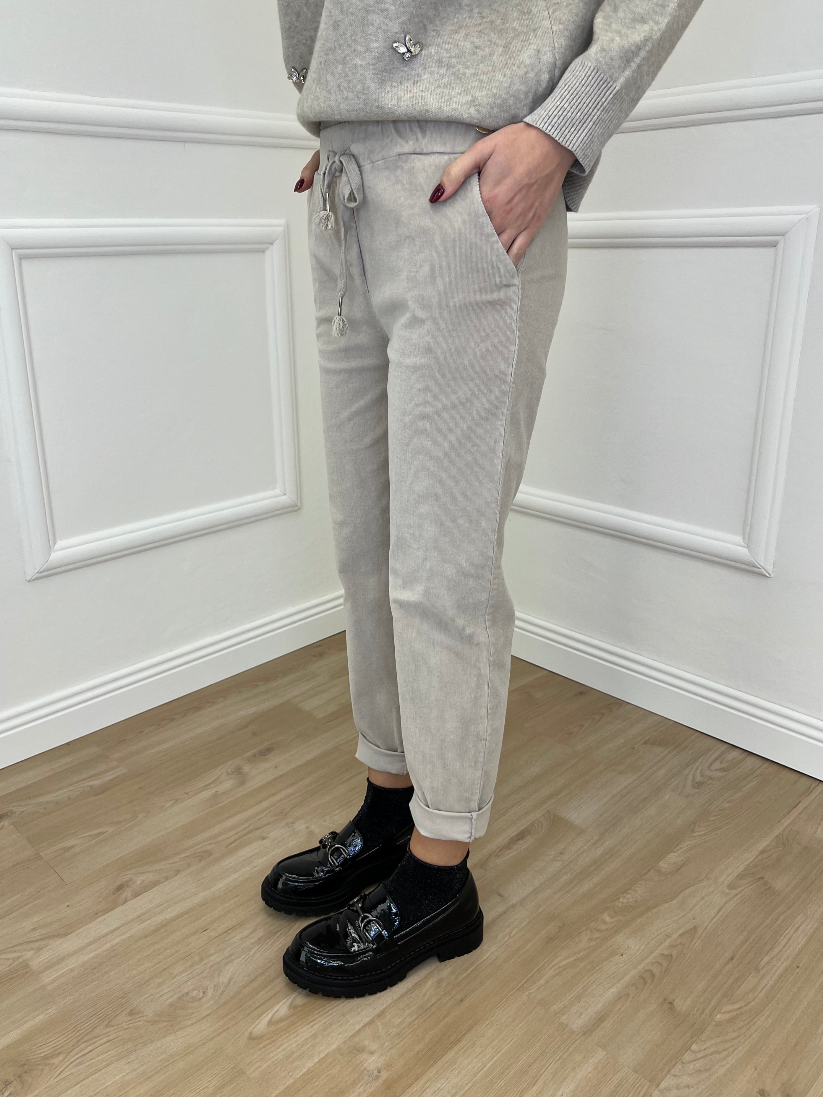 Pantalone Regular Millerighe 20357 Ecru