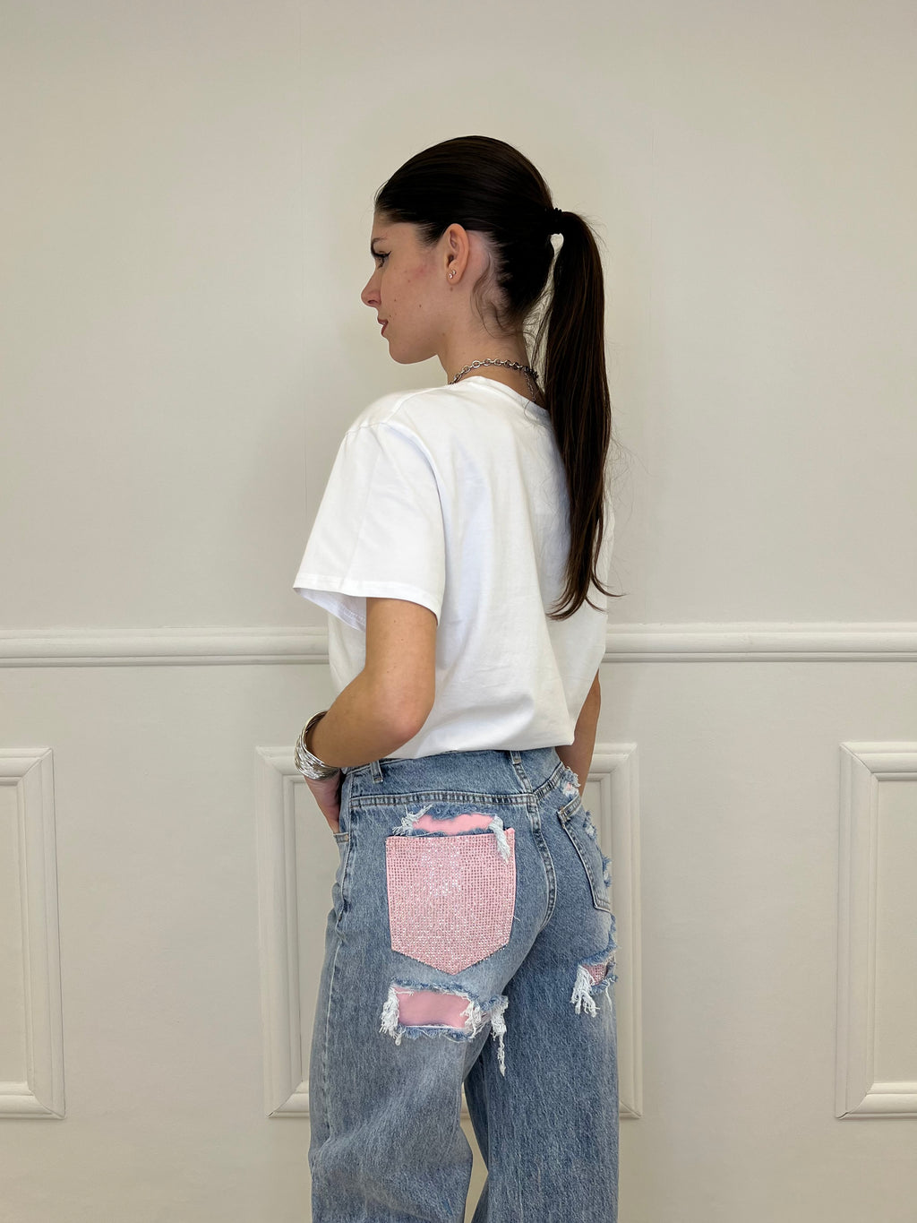 T-shirt Over Tasca Strass