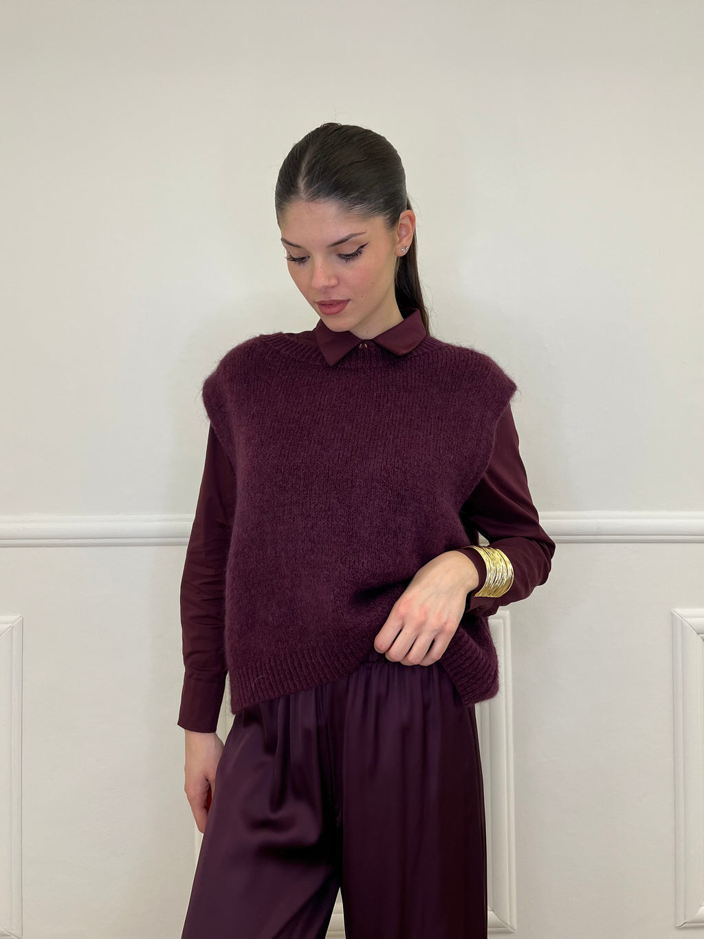 Gilet Kid Mohair 5218 Burgundy