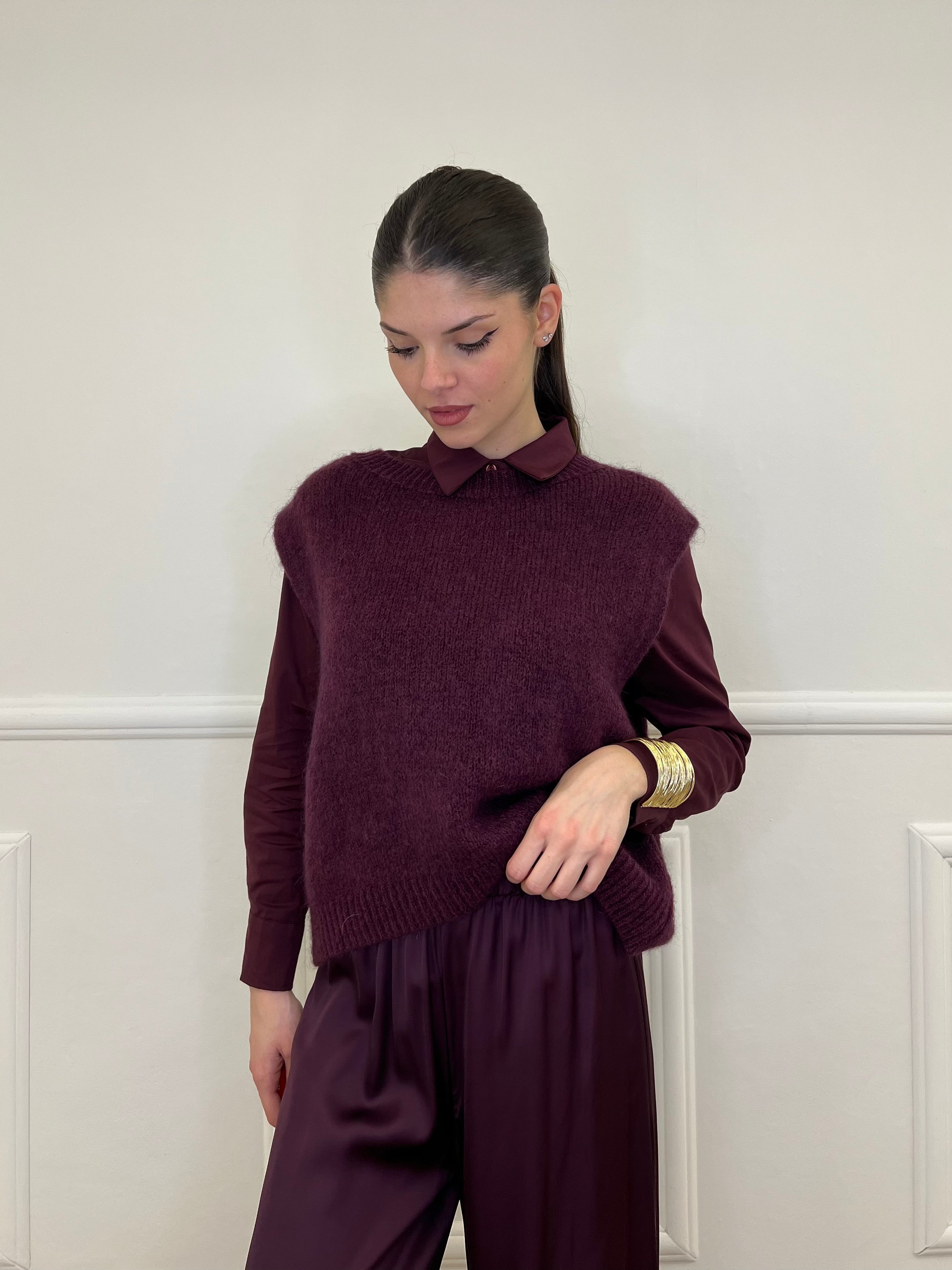 Gilet Kid Mohair 5218 Burgundy