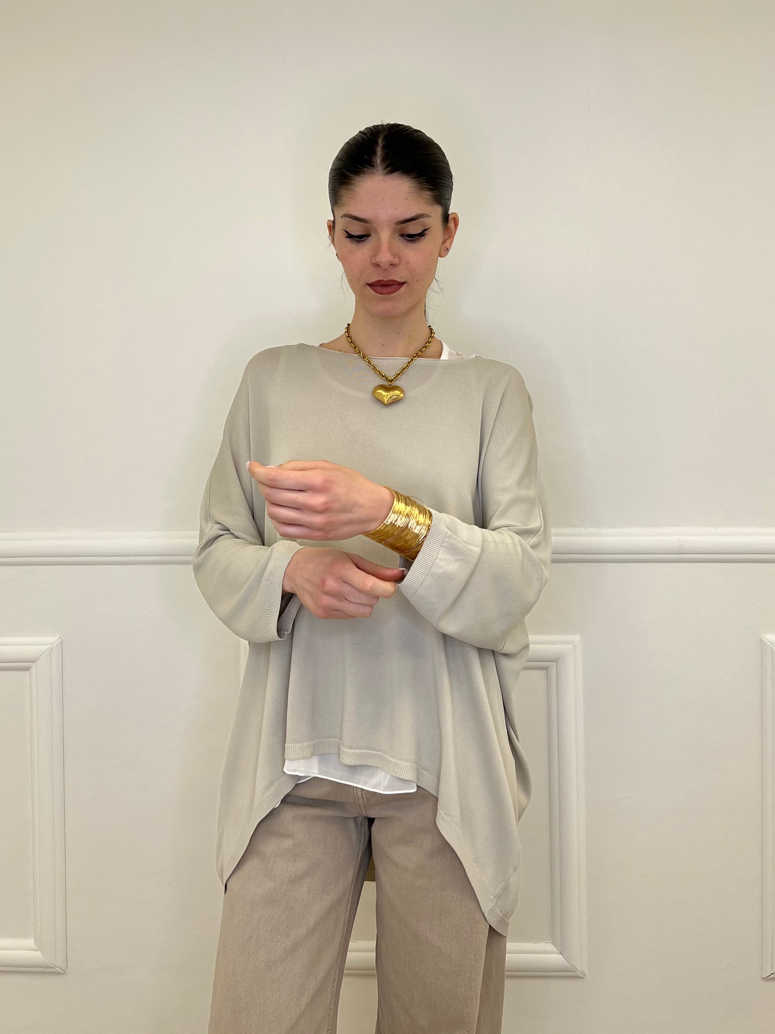 Twin Set Maxi Maglia e Canotta 53716 Ecru