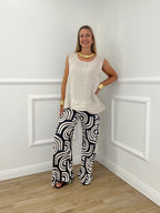 Pantalone Jersey Geometrico 9078 Nero