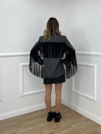 Blazer a Righe con Frange 4705 Grigio