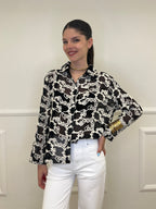 Camicia Traforata Ricami 38069 Nero