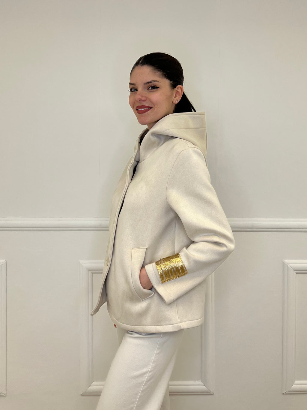 Giacca Scuba Effetto Scamosciato 852 Beige