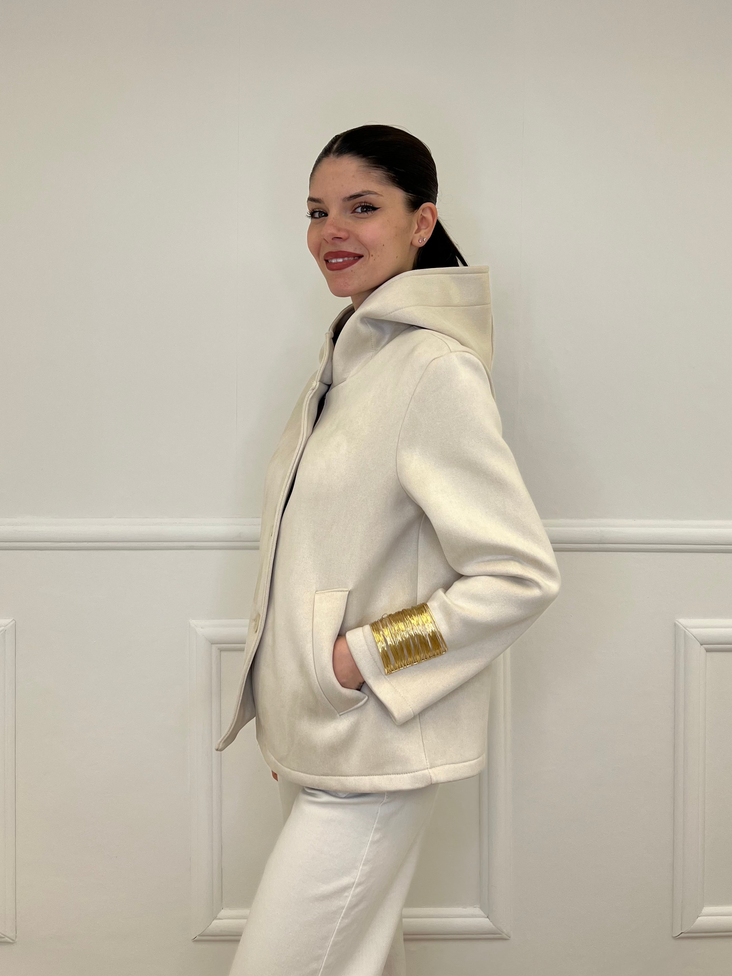 Giacca Scuba Effetto Scamosciato 852 Beige