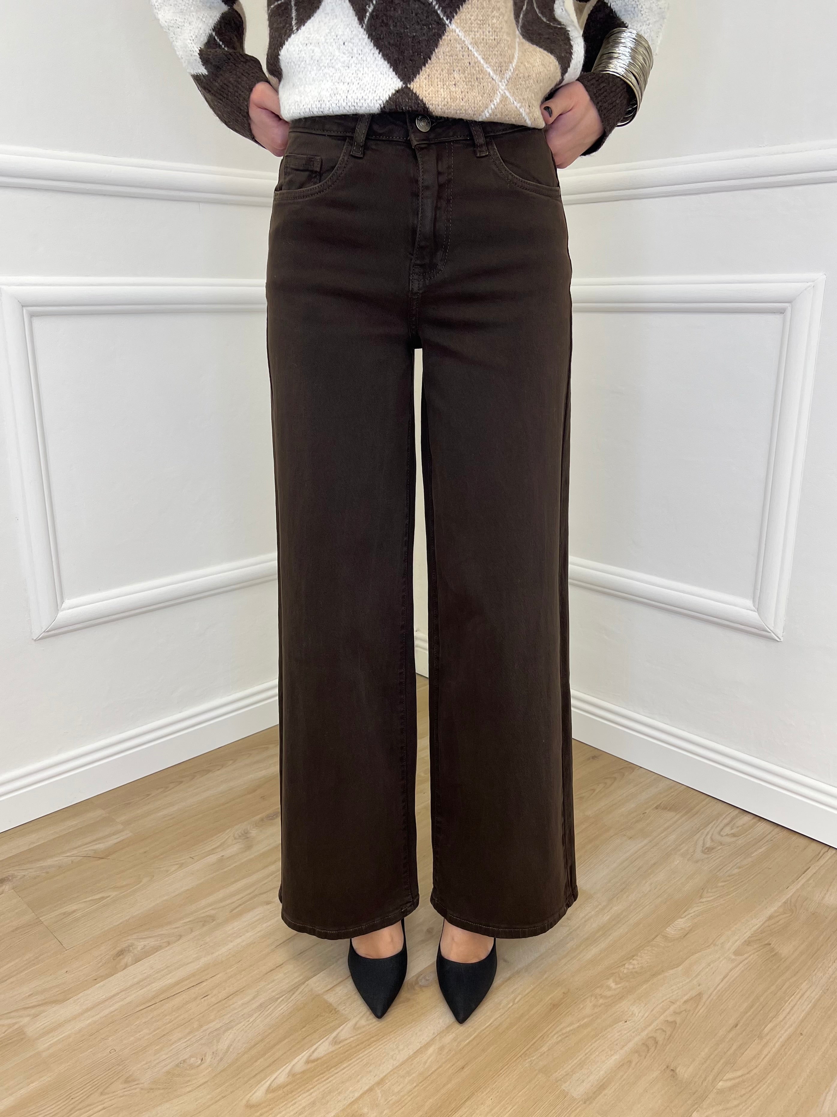 Jeans Palazzo T1001-1 Marrone