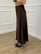 Gonna Longuette Satin 2236 Marrone