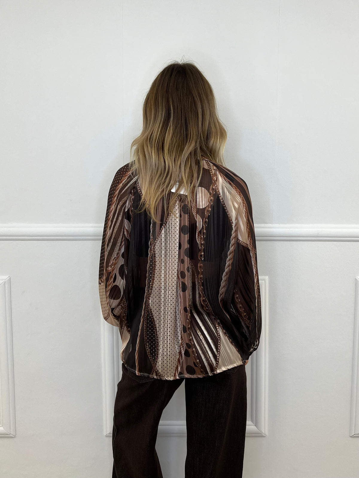 Camicia Chiffon Fantasia Fiocco 2836 Marrone
