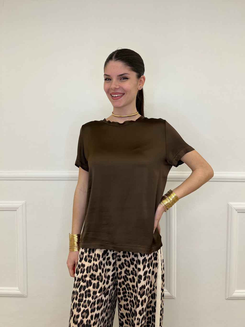 Maglietta In Raso Di Viscosa 82008 Moro