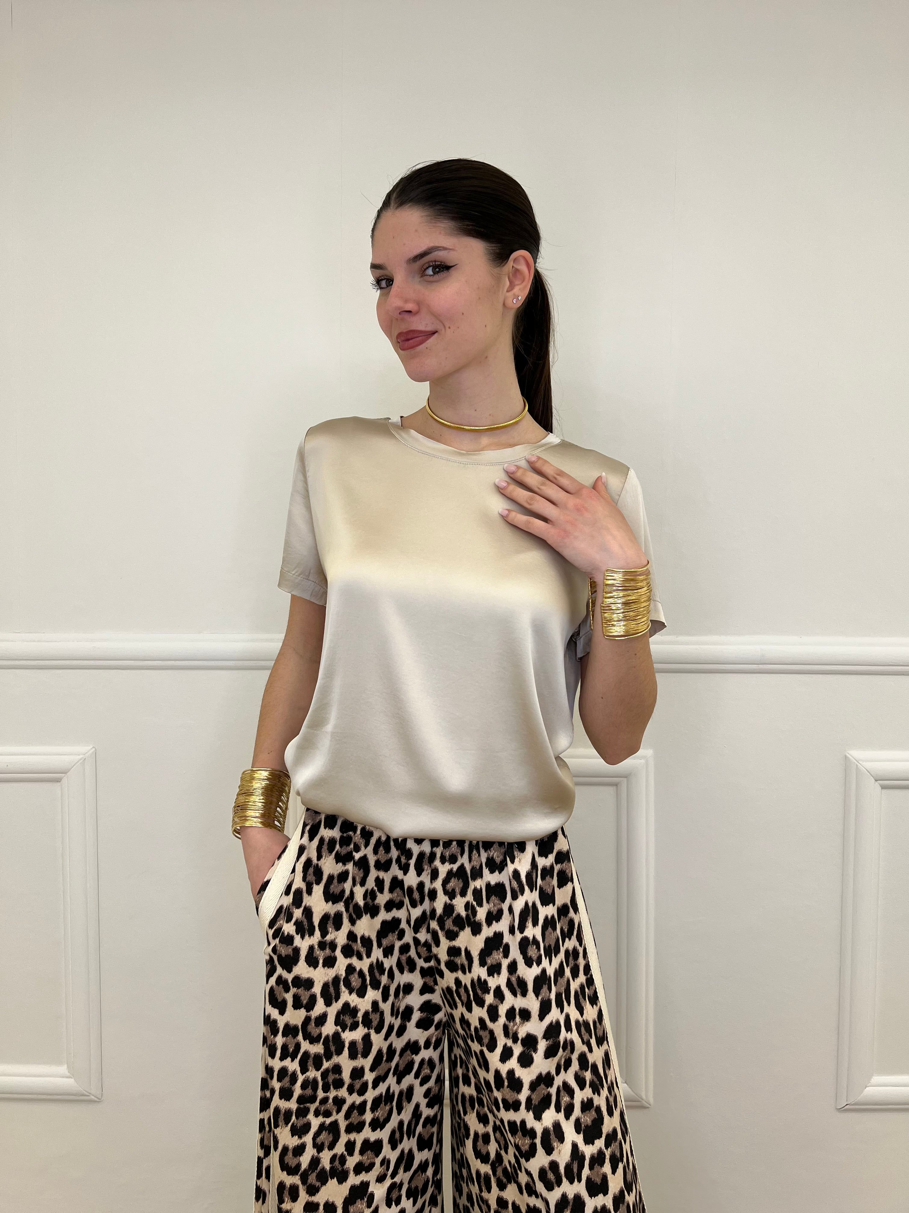 Maglietta In Raso Di Viscosa 82008 Écru