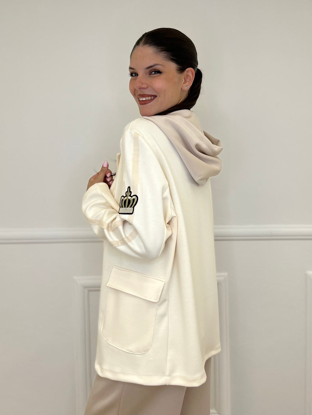 Giacca Cappuccio 27599 Panna - Bazar Abbigliamento