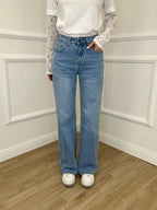 Jeans Vita Con Pizzo TK85 Azzurro
