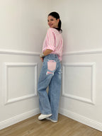 Jeans Con Tasca Strass 1960 Rosa