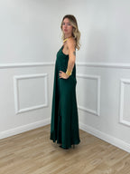 Vestito Satinato 1072 Verde Smeraldo